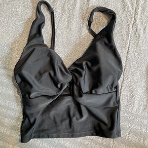 Black Twist-Front Keystone Tankini Swim Top